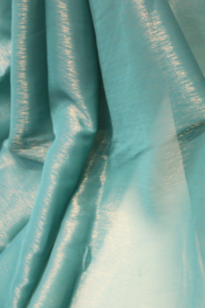 Aqua Silk Indian Traditional Fabric 100% Polyester | 60 GSM Woven Ethnic Wear Fabric | 44 Inch Width