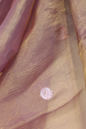 Blush Rose Zari Prada Traditional Fabric 80% Viscose 20% Polyester | 85 GSM Woven Indian Traditional Wear Fabric | 58 Inch Width