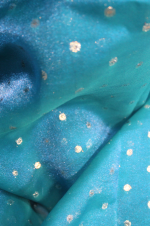 Ocean Sapphire Menorca Fabric 100% Polyester | 50 GSM Woven Fabric with Metallic Dot Pattern for Indian Traditional Wear, Scarves & Dupattas | 44 Inch Width